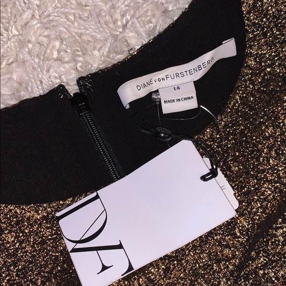 NWT Diane Von Furstenberg Hadlie Gold Dress, 14 - Picture 5 of 13